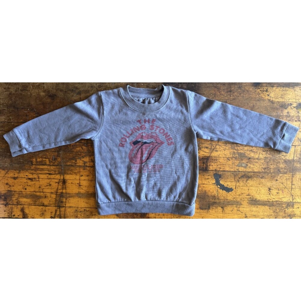 The Rolling Stones Toddler Sweatshirt 4T Blue Gray Crewneck Tongue Logo Band Boy